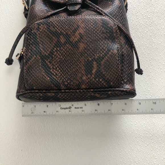 Aldo Python Snake Print Backpack Purse in Brown and Gold - Picture 13 of 15